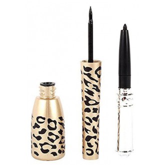 Shot-Botella en leopardo de 2 en 1 Eyeliner líquido impermeable Negro y pluma