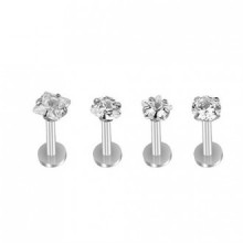 NOVPEAK 16G CZ Gem Clear Crystal Stainless Steel Star / Love / Square / Round Shape Tragus Lip Labret Rings Monroe Ear