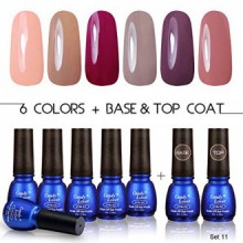 Bonbons Amant Gel Professional Nail Polish populaire classique couleurs pastel Set avec Clear Coat Base et Top Coat - 8 bouteill