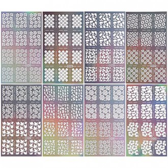 BMC 8pc Holographic Mixed Pattern Manicure Nail Art Guide Sticker Bundle - Set 1