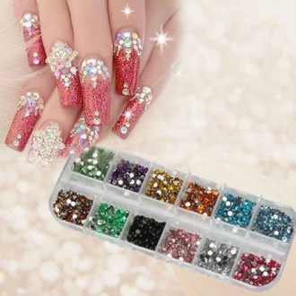 1200pcs New Nail Art Rhinestones Glitters Acrylic Tips Decoration Manicure Wheel