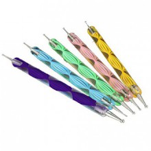 Tenworld 5PCS Multi Coloured Double Ended Nail Art Dotting Marbleizing Tools