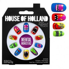 House of Holland MENTAL MONSTRUOS uñas postizas Plus del pegamento del clavo del archivo de clavo las uñas postizas de H! por He