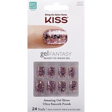 NUEVO 2016 beso uñas de gel FANTASY KGN08 ​​(FALSO VERDADERO) Short Nails Diseño w / Adhesivo aquí y el pegamento de Kiss