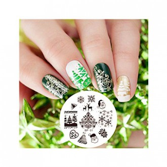 Né Jolie Xmas Christmas Theme Nail Art Stamping Plate Image 01