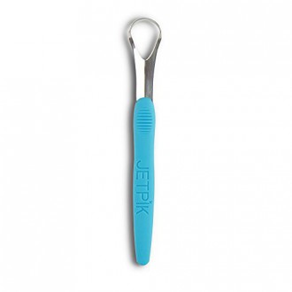 Jetpik Stainless Steel Tongue Cleaner, Poignée Couleur Bleu