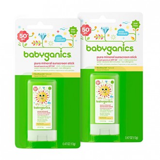 BabyGanics Mineral-Based bébé Sunscreen Stick SPF 50, 0,47 oz bâton (lot de 2)