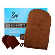 SwanMyst Double-sided Soft Microfiber Self Tanning Applicator for Streak-Free Tan, 2 Mini Facial Mitts included.