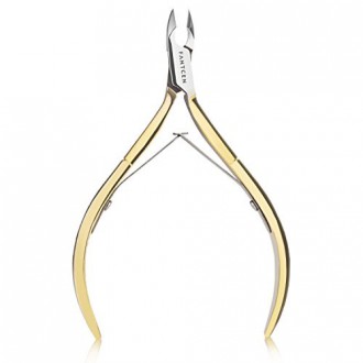 FANTCEN Cuticle Nipper 1/2 Jaw Cuticle Clippers Professional Golden Cuticle Remover Trimmer Cutter Scissor Double Spring