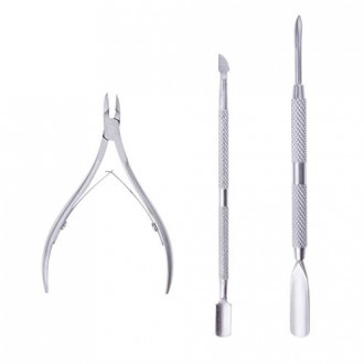 LEMONBEST A Set of Stainless Steel Nail Cuticle Spoon Pusher Remover Cutter Nipper Clipper Professional Manicure Tools