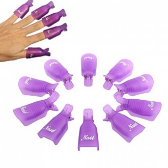 Sannysis 10PC Nail Art Soak Off Cap Clip UV Gel Polish Remover Wrap Tool Plastic (Purple)