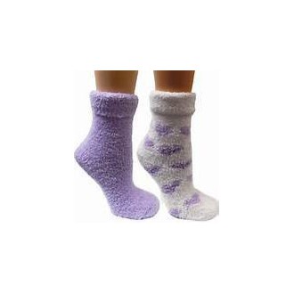 2 Pack de Terre Therapeutics Thera doux beurre de karité Hydratant Chaussettes: Lavande / Dots