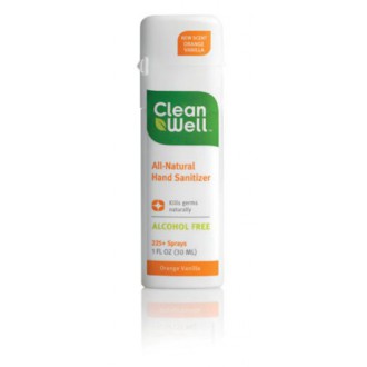 CleanWell Natural Mano Sanitizer- 1 oz Spray - Naranja Vainilla Aroma (paquete de 6)