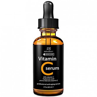 Vitamine C Sérum pour le visage, 2 fl. oz - 20% organique Vit C + E + Acide Hyaluronique