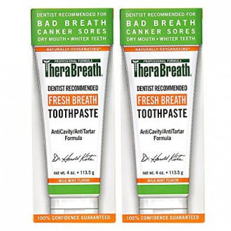 TheraBreath dentista recomendado Fresh Breath la boca seca de pasta de dientes, Suave menta, de 4 onzas (paquete de 2)